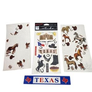 Texas Cowboy Dimensional Stickers Lot Sticko Horses SRM Strip Multi-Color Set
